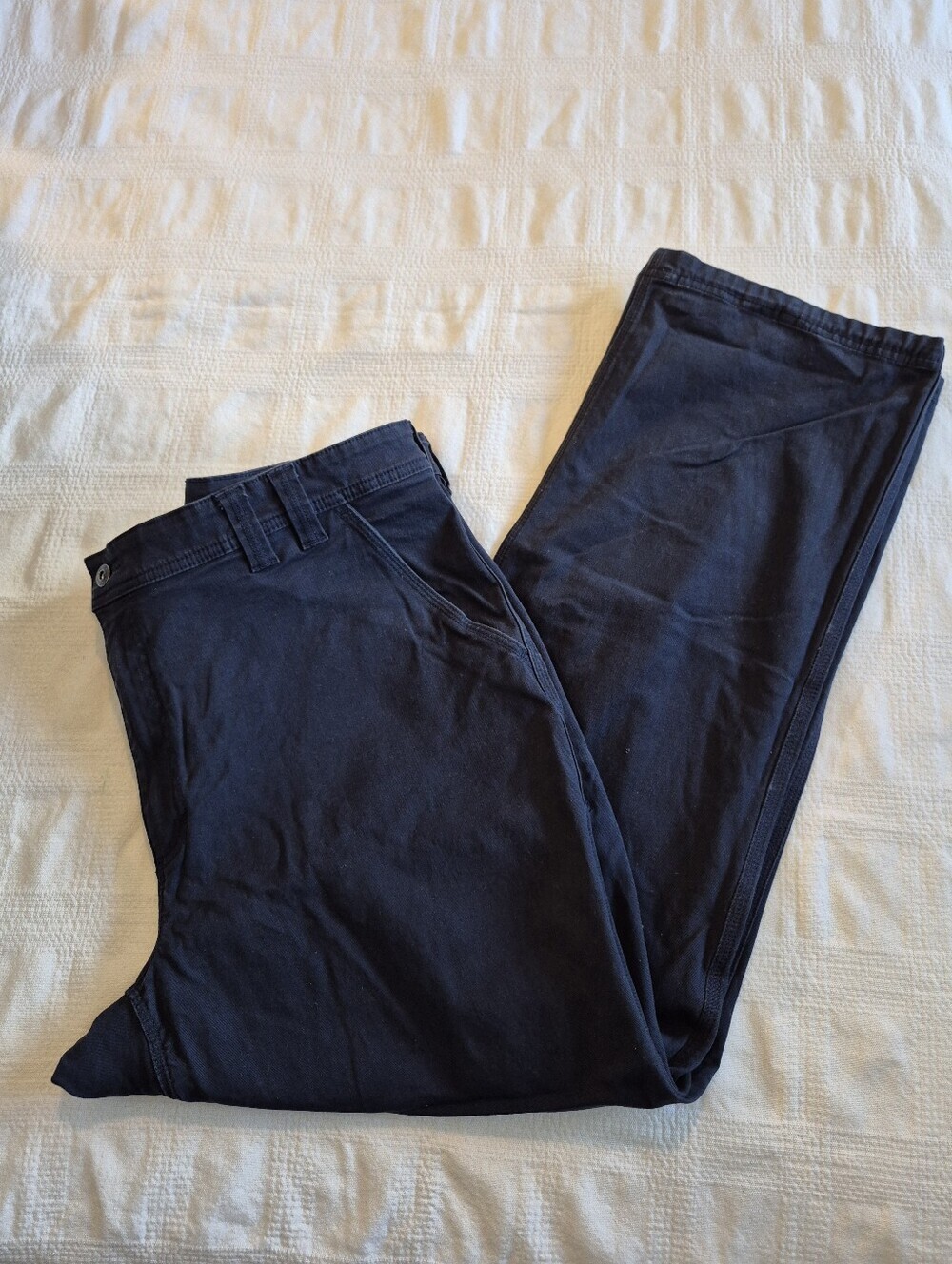 Duluth Trading co men's 42 x 32 Flex Fire Hose relaxed fit navy work pants VGUC
